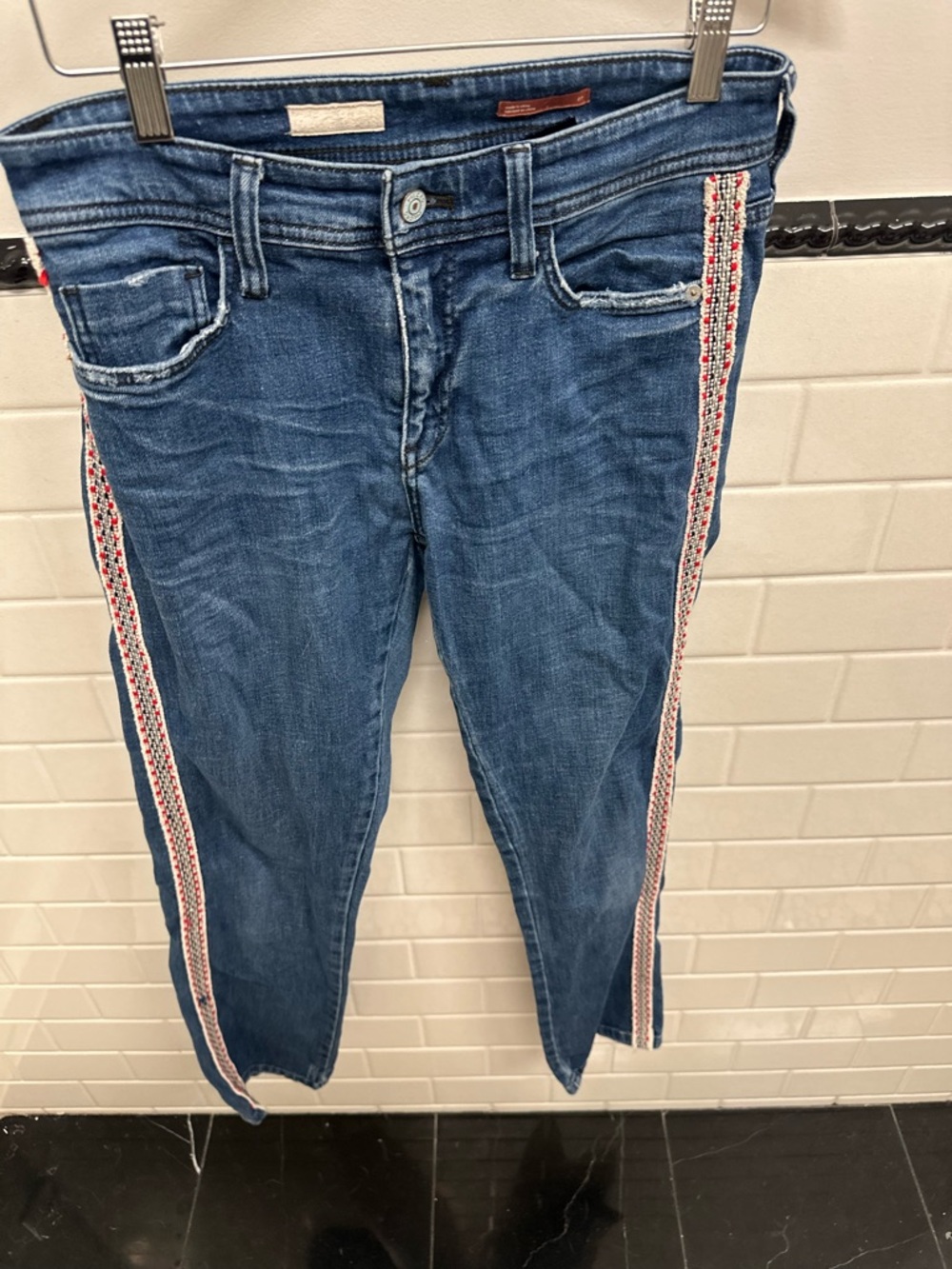 Pilcro The Slim. Blue Jeans with Red & White Side Trim